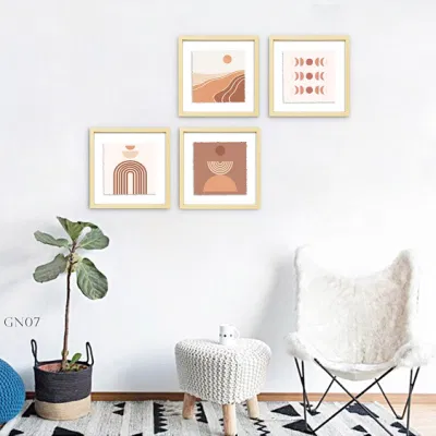 Confezione da 4 cornici Boho incorniciate Collage decorativo Abstract Art Stampa