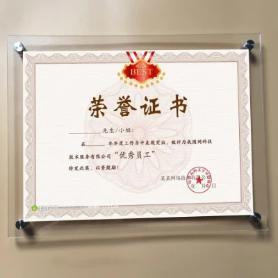 Poster supporto per cartello con licenza aziendale con montaggio a parete in acrilico