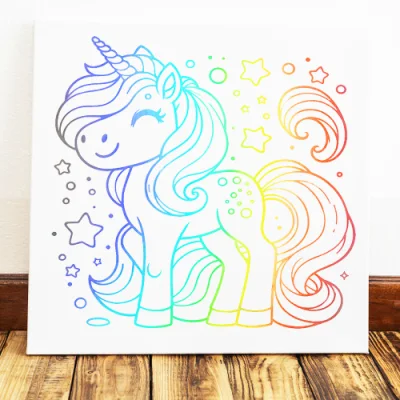 Fai da te Unicorn Rainbow Foiled Canvas Pittura