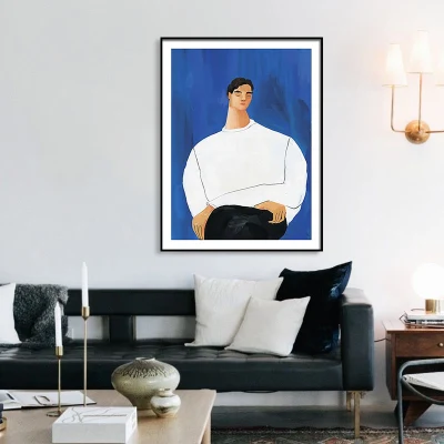 Nordic Blue Art personaggio Simple Man Picture Wall decorazioni per Quadri del soggiorno