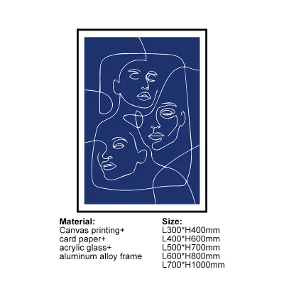 Linea di pittura moderna Arte disegno di disegno di carattere blu parete domestica Decorazioni per soggiorno