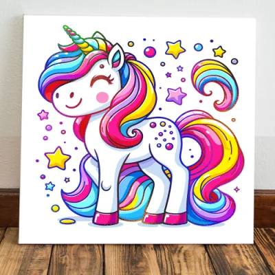 Fai da te Unicorn Rainbow Foiled Canvas Pittura