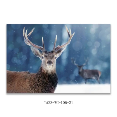  Cervi in giorno di nevica Stampa tela Stampa digitale Wall Art stampato Immagine moderna di Wall Art per decorazione del soggiorno