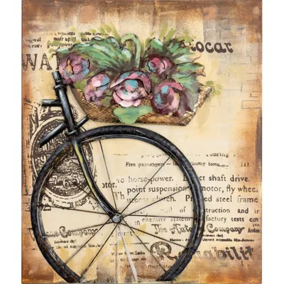 Vancy Arts Modern Metal Abstract Wall Arts artigianale bicicletta E fiori goffrati zincati Wall metallo Art decor