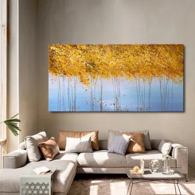 Dipinto ad olio di albero d&prime;oro fatto a mano Arte moderna 3D Textured Wall Per decorazione