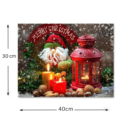 Christmas LED illuminato tela parete stampe d&prime;arte candela Lanterna immagine Per la decorazione di festa