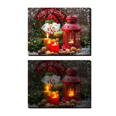 Christmas LED illuminato tela parete stampe d&prime;arte candela Lanterna immagine Per la decorazione di festa