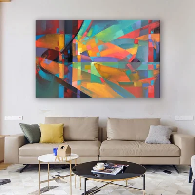 Pittura astratta colorata extra large su tela gialla e blu Art Pink astratto tela Art Teal Art Modern tela Art Viola Pittura brillante