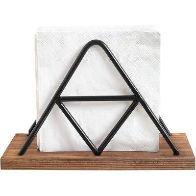 Rack per asciugamani in carta triangolare Portable rack per tovaglioli in legno metallico verticale Supporto per tessuti in legno di ferro battuto