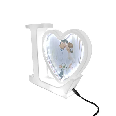 Hot Sales sublimazione cuore acrilico personalizzato cornice fotografica con liquido