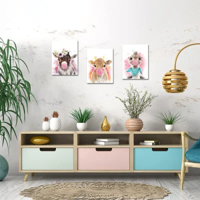 3 pezzi Animali tela Wall Arte incorniciato Posters Pittingsfor Kids