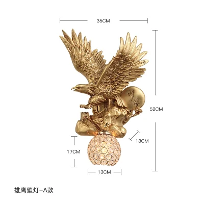 Stile nordico Creative Eagle Wall Lamp Livingroom sfondo decorazione animale