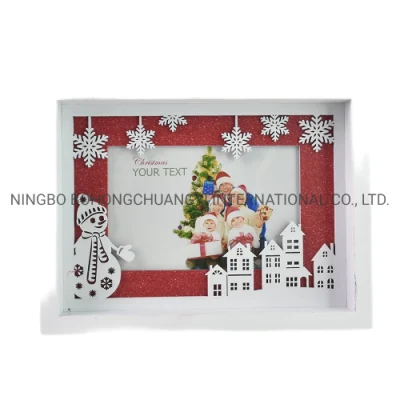 All&prime;ingrosso felice Natale decorazione cornice piena di legno massello Cornice fotografica in legno per decorazione di Natale
