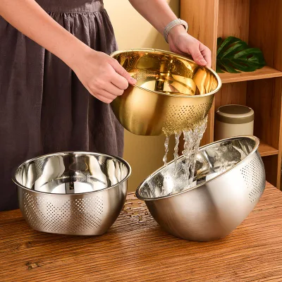 Acciaio inox frutta verdura Colander alimentare succhieruola di riso scarico cucina Cestino
