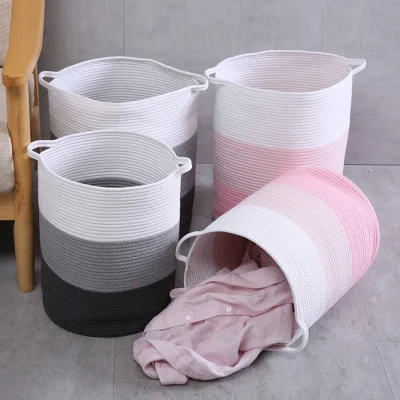 Grande cestini tessuti stoccaggio Cotton Rope Toys Organizzazione Bambini Room Cestino decorativo lavanderia bagno per bambini