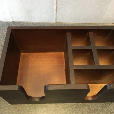 Materiale in legno supporto dispenser di tovaglioli Caddy con logo e schermo in seta personalizzato
