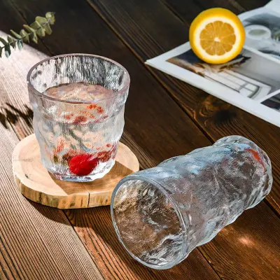 310 ml 370 ml 10oz 12oz Glacier Grain Glass Cup latte semplice Tazza di vetro per succhi tazza di caffè tazza di vetro tazza di birra con mano Tumbler regalo all&prime;ingrosso