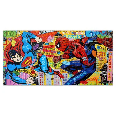 Fabbrica Commercio all&prime;ingrosso Spider-Man e Superman decorazione tela Watercolor dipinti parete Arte