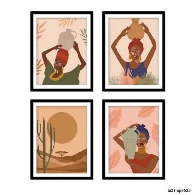 4 Pack Minimalist Line Poster decorativo Art Canvas stampe di foto Arte della parete incorniciata