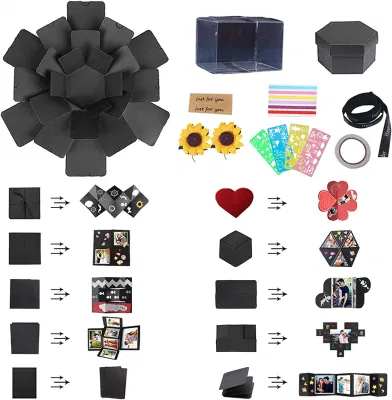 Confezione per l&prime;esplosione all&prime;ingrosso Set per lo Scrapbooking Drift Album fotografico fatto a mano, scatola regalo con 6 volti per il regalo di Natale Libro di memoria di nozze (6 lati)