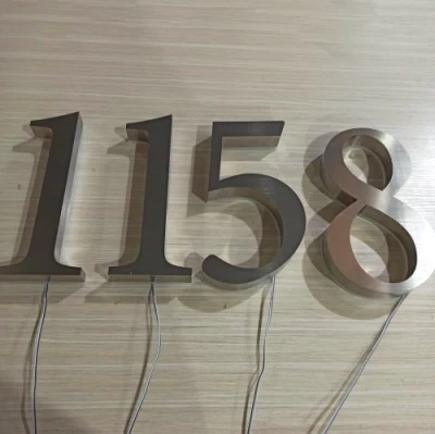 LED Design personalizzato in acciaio inox retroilluminato numero civico luci segno