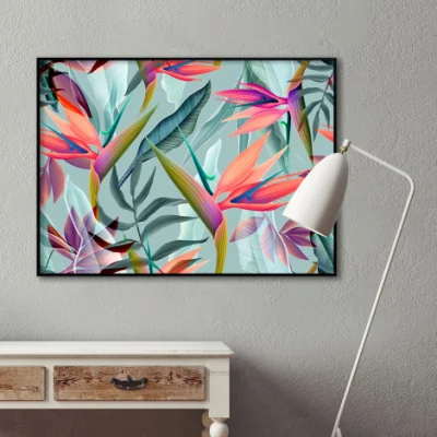 Factory Direct Custom Floating Black Frame colorato pianta Wall Art Wholeasale vernice tela cornice