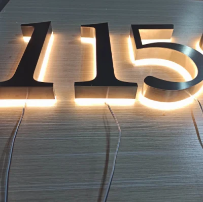 LED Design personalizzato in acciaio inox retroilluminato numero civico luci segno