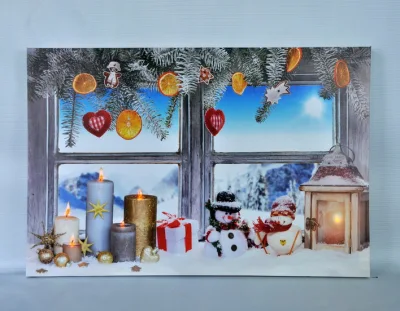 Disegno di Natale di Morden Stampa su decorazioni di tela vernice LED di tela Wall Art si illumina per Home Decorative