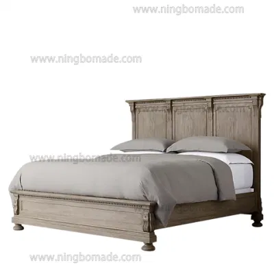 Telaio letto in quercia grigio antico con bordo basso