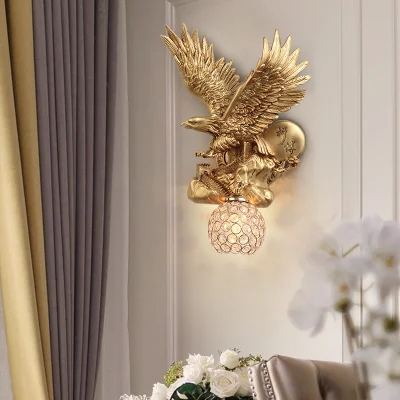 Stile nordico Creative Eagle Wall Lamp Livingroom sfondo decorazione animale