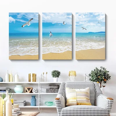 Moderno 3 pezzi Paesaggi tela stampe incorniciate Seascape Wall Art Per soggiorno