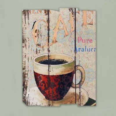 Caffè tema parete placca legno segni disegni pittura For2016