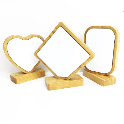 Sublimazione Blank Bamboo &amp; legno Photo Frame Heat Transfer Printing Set da tavolo Memorial Photo Frame a forma di cuore Photo Frame