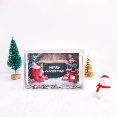 Instax regalo personalizzato Fotolijst Natale tema 2X3inch liquido galleggiante acqua Cornice fotografica con glitter