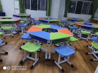 Mobili per classi della scuola moderna, Mobili per studenti Trapezoid, Mobili per bambini Preschool, Mobili in metallo per l&prime;asilo, Mobili per scuole primarie