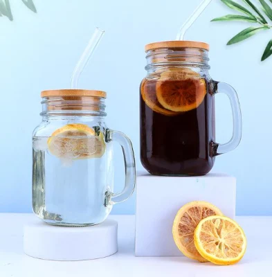 Tazza di calcio da 500 ml in vendita all&prime;ingrosso con coperchio di bambù e. Paglia
