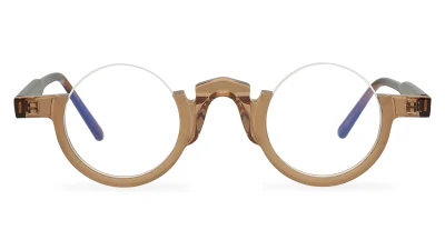 Occhiali retro Round Semiframe tendenza acetato half frame ottico Montatura per occhiali da donna piccola circolare