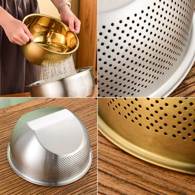 Acciaio inox frutta verdura Colander alimentare succhieruola di riso scarico cucina Cestino
