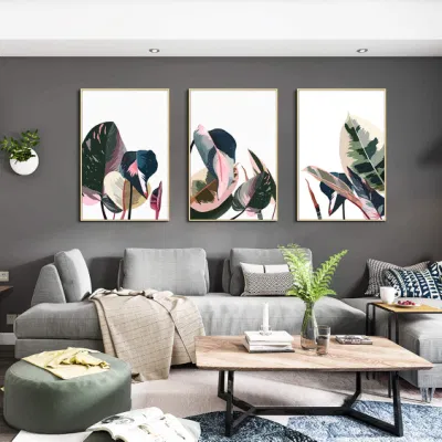 Arte naturale foglie verdi semplici tela pittura Wall Art Frame Piante tropicali Arte per soggiorno decorativa Wall Printing