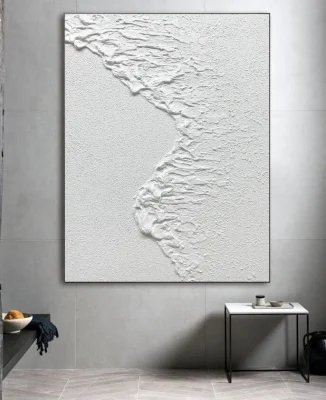 Pittura a mano dipinta 3D textured Wall Art White Abstract Tela