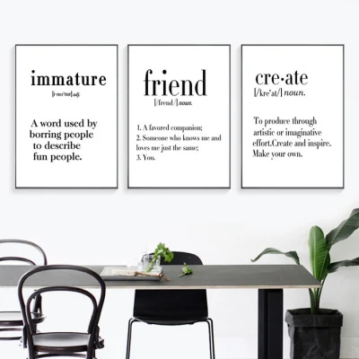 Citazioni motivazionali Stampa di opere d&prime;arte da parete in tela Casa moderna Decorazione parete Art Set pezzo incorniciato Picture Display