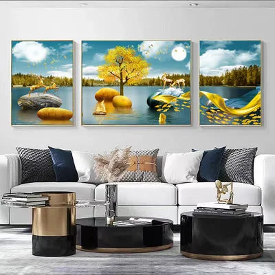 Modern Animal Paintings Living Room Porch Decor Crystal Porcelain Landscape Wall Art