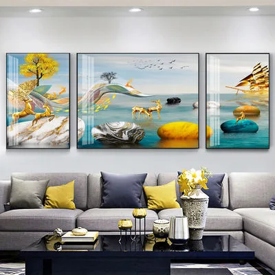 Modern Animal Paintings Living Room Porch Decor Crystal Porcelain Landscape Wall Art