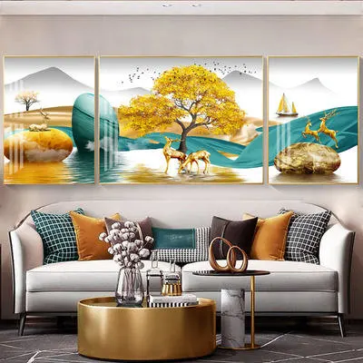 Modern Animal Paintings Living Room Porch Decor Crystal Porcelain Landscape Wall Art