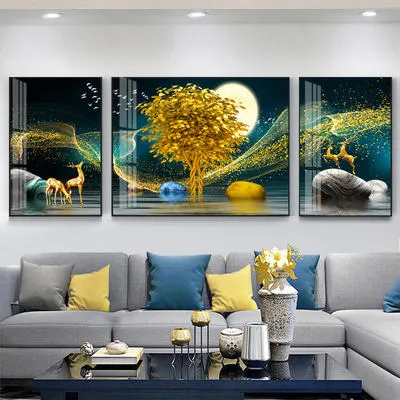 Modern Animal Paintings Living Room Porch Decor Crystal Porcelain Landscape Wall Art