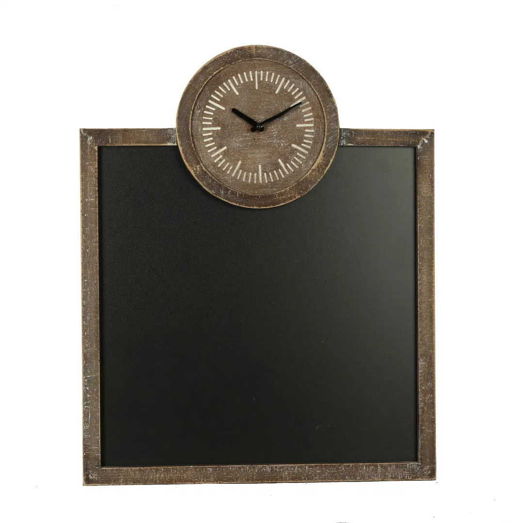 Chalkboard with Wooden Frame Clock for Wall