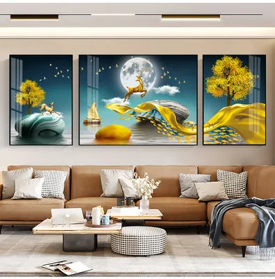 Modern Animal Paintings Living Room Porch Decor Crystal Porcelain Landscape Wall Art