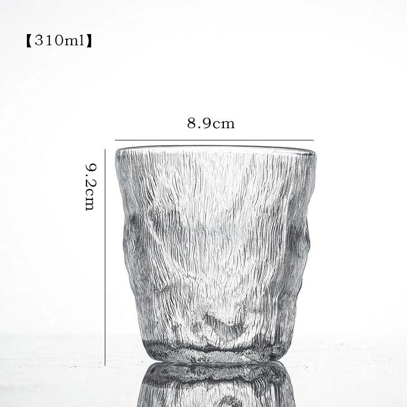 310ml 370ml 10oz 12oz Glacier Grain Glass Cup Simple Milk Juice Glass Mug Glass Coffee Cup Beer Mug with Hand Gift Tumbler Wholesale