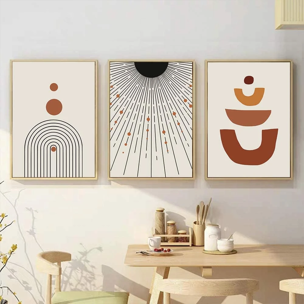 MID Century Modern Wall Art Decor Poster Sun Abstract Canvas Painting