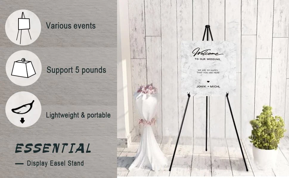 Wooden Tripod Display Easel Stand for Wedding Sign Poster a-Frame Artist Easel Floor with Tray for Painting Canvas